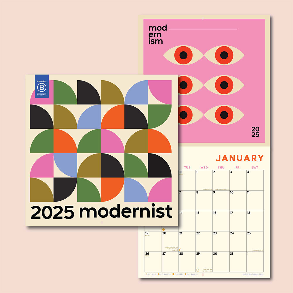 Good Tuesday 2025 Calendar Modernist Art Sunday Start Large Square